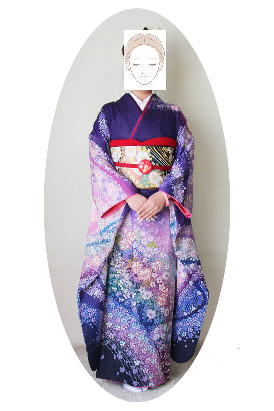 紫 振袖 TAKAZENの振袖 /紫色/クール/無地柄/ 最新作ヴィンテージ