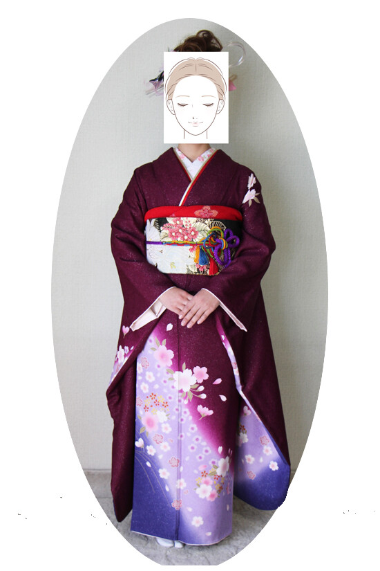 和装のひぐちの振袖 /紫色/紺色/エレガント/桜柄/ 紫、紺系の振袖 | My振袖
