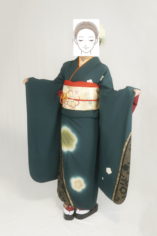 和装のひぐちの振袖 /緑色/キュート/梅柄/ 緑系振袖 | My振袖