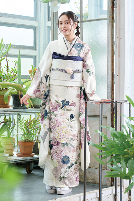 三ツ星 岐阜店の振袖 /白色/エレガント/花柄/ 雪月花 | My振袖