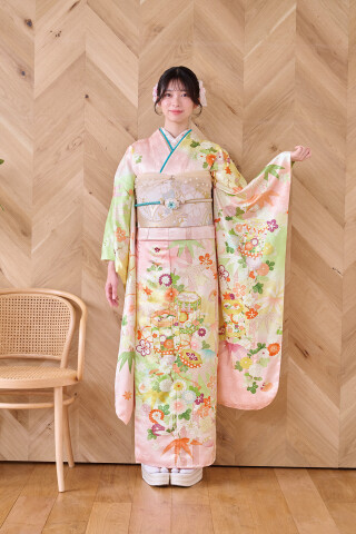 きもの利久 宝塚店の振袖 /ピンク色/古典/松竹梅柄/ H908 | My振袖