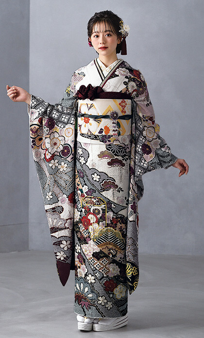 株式会社まるやま 松山ゆうび苑の振袖 /白色/古典/熨斗柄/ R2402 | My振袖
