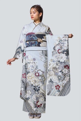 【MK-1710】上質な配色がつくるモダンに咲く古典柄_振袖_23575 | 夢楽染かずの明石店
