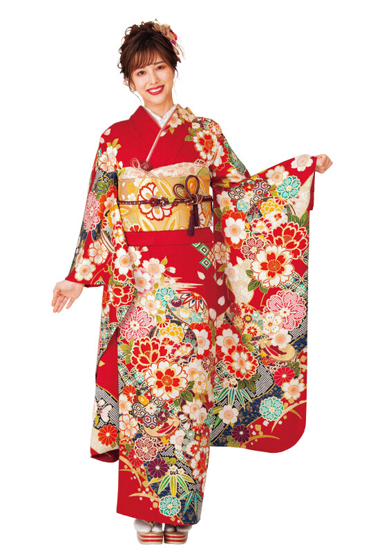 【新春特価】振袖　現代　王道の赤系 新春特価】振袖 現代 王道の赤系