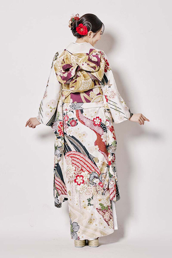 アンティークお振袖 夢楽染かずの明石店の振袖 /茶色/シルバー色/クール/無地柄/ 【MK-1604