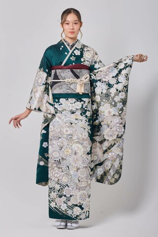 【MK-1705】金彩のきらめきに和花がふわりと咲く振袖_振袖_74987 | 夢楽染かずの明石店