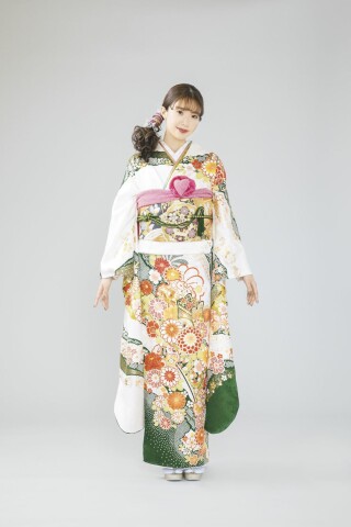 2022　古典柄　白×緑　_振袖_72209 | 神戸屋呉服店　振袖館
