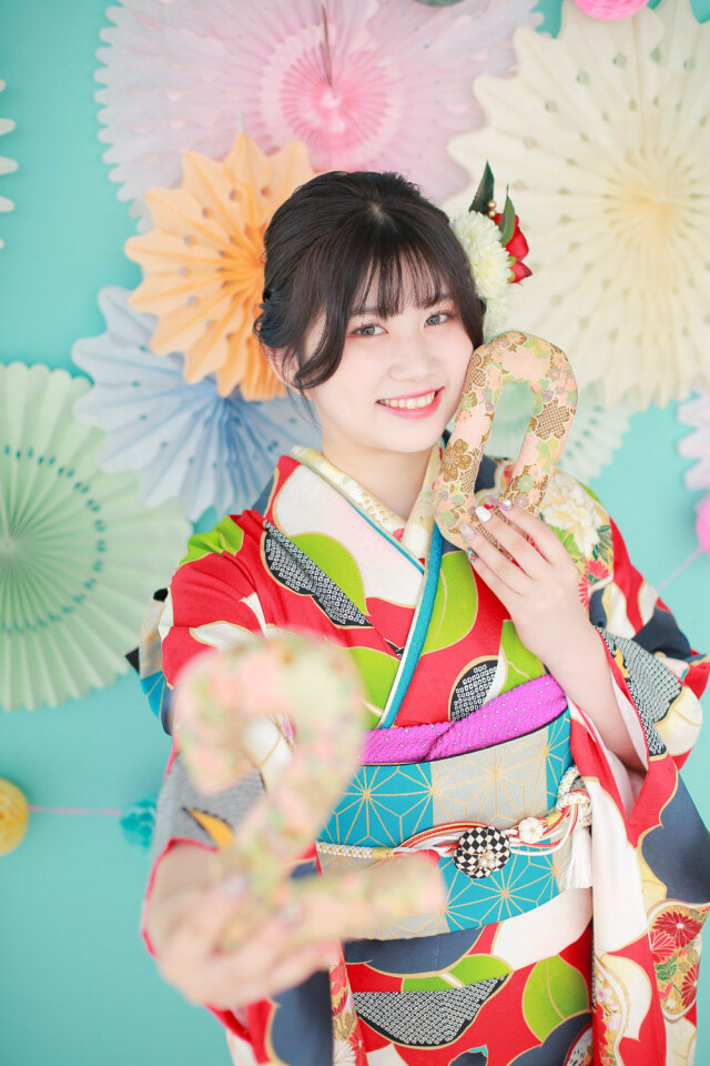 美品　ジョイフル恵利　振袖　長襦袢　帯　セット　着物　KJ05 ジョイフル恵利 ピエリ守山店の振袖 /白色/赤色/古典/梅柄/ E-4106