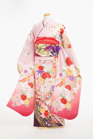ピンクの上品な着物_振袖_87086