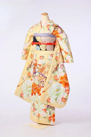 黄色の上品な着物_振袖_87090