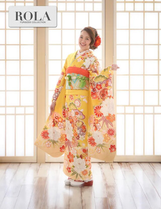 【ROLA】明るく眩しい黄色地に温もりあふれる和の吉祥文様_振袖_87222