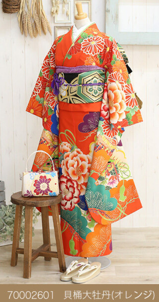 振袖　刺繍　金彩　貝桶　牡丹　熨斗　菊　牡丹　流水　成人式　着物　101b d 最高級古典柄振袖 滝泰/最高級金彩刺繍絞り友禅 赤/金 貝桶柄