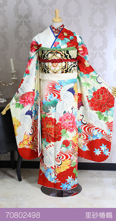 TWOエンジェル 大田原店の振袖 /白色/赤色/レトロ/鶴柄/ 里砂椿鶴 | My振袖