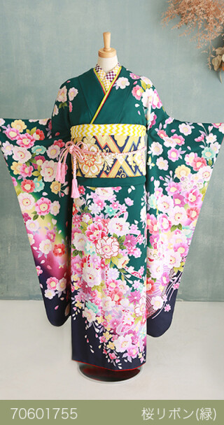 桜リボン（緑）_振袖_69656