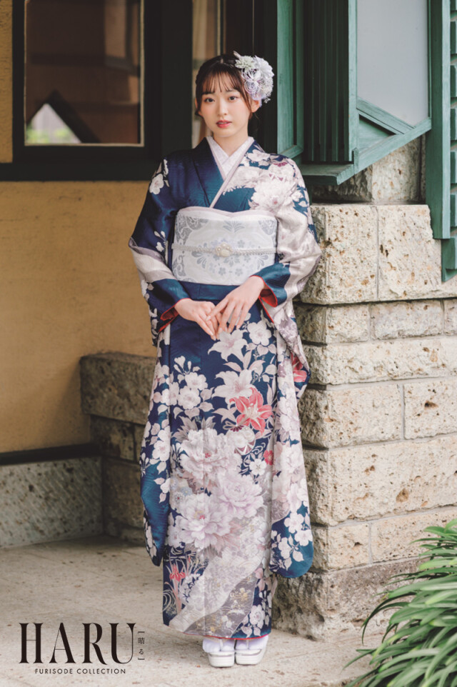 アンティーク富士山振袖 振袖専門店UMAYA 富山店の振袖 /青色/古典/花柄/ HARU2025 | My振袖