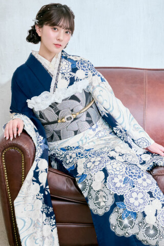 198000円お仕立て品☆新品☆青色花柄刺繍振袖☆身丈166cm 池田屋 Kimono&dressの振袖 /青色/その他色/古典/その他/ 振袖 尾峨佐