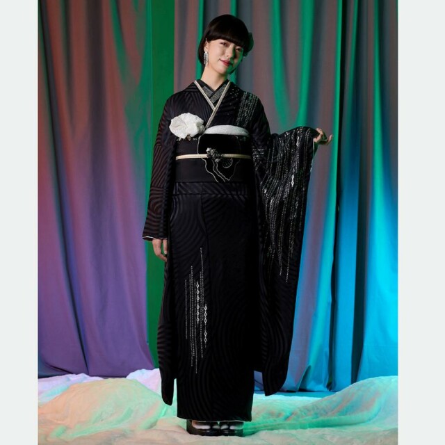 平井　【新品 正絹お振袖　サイズ自由　オーダーメイド　フルセット　黒古典】 平井様専用 【新品 正絹お振袖 サイズ自由 オーダーメイド フルセット