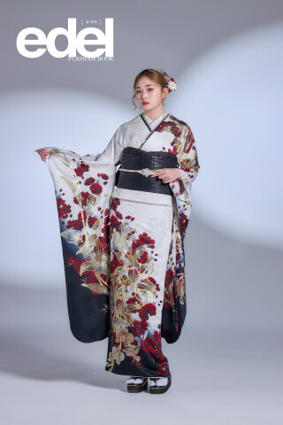 辻が花レンタル本店の振袖 /ピンク色/古典/花柄/ ピンク紫振袖フル