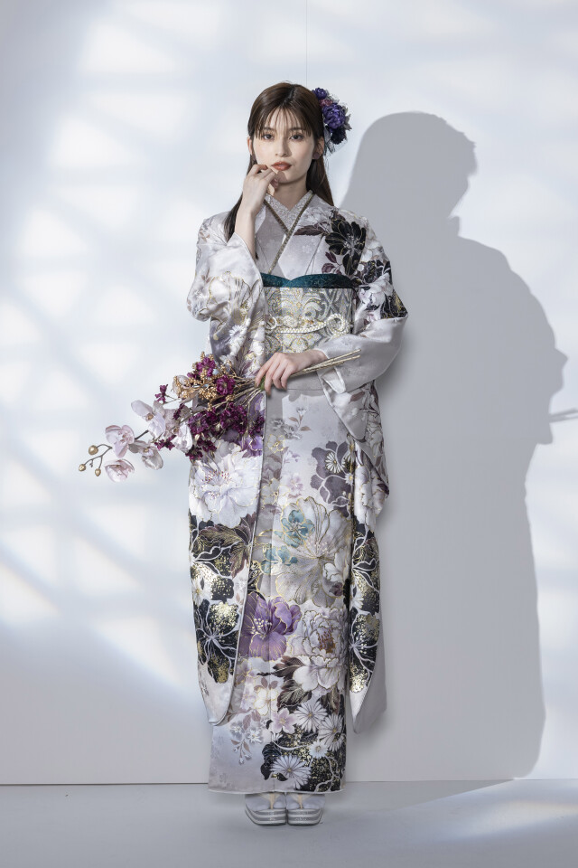 キモノミ様 M3812☆ 着物淡雪 ☆ 大人兵児帯 ☆ラベンダーグレー