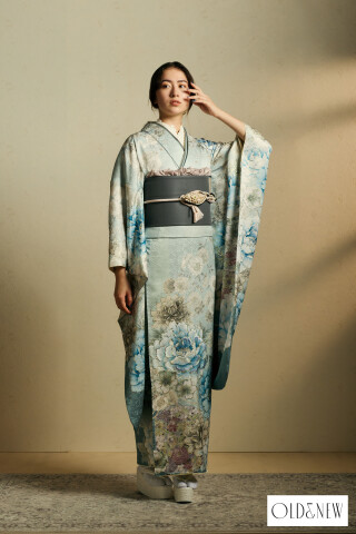 袷着物、振袖、水色、正絹P916 楽天市場】【在庫一掃】 振袖 身丈169.5cm 裄丈67.5cm L 袷 鈴