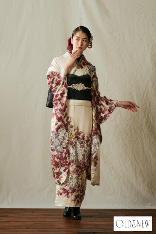 京べに 倉敷店の振袖 /白色/赤色/レトロ/梅柄/ Old&New NOL-1338