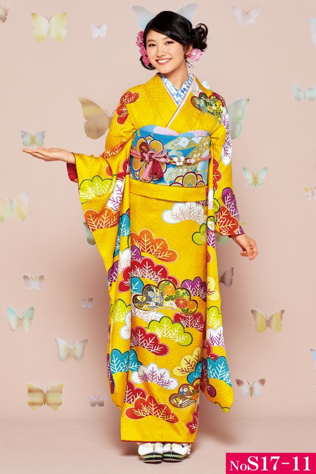 振袖レンタルともえ堺・初芝店の振袖 /黄色/古典/竹柄/ 振袖レンタル