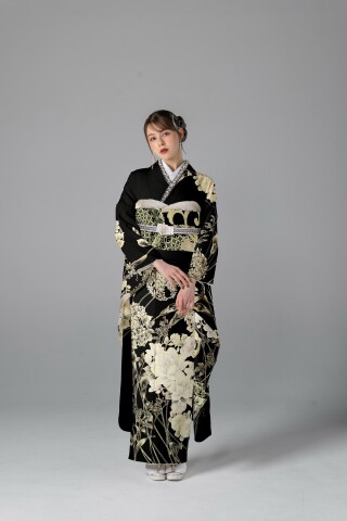 ウィズワタベの振袖 /白色/オレンジ色/古典/花柄/ 白Xオレンジ | My振袖