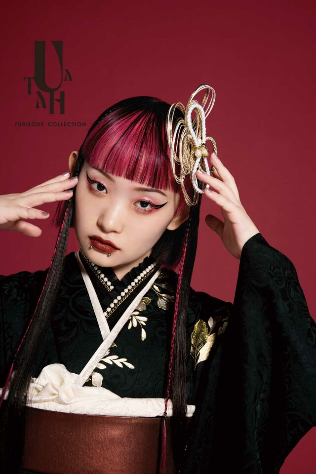 【cocoa】お振袖 白黒ツートン 花柄　かたみがわり　九重ブランド TAKAZENの振袖 /白色/黒色/グラマラス/その他/ ジャパンモード