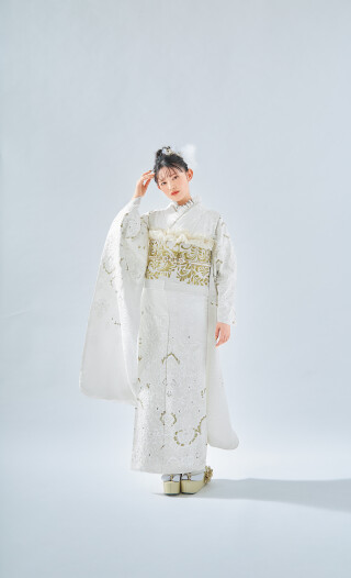 KIMONO ゆたかやの振袖 /白色/クール/桜柄/ 白 桜 F-211 | My振袖