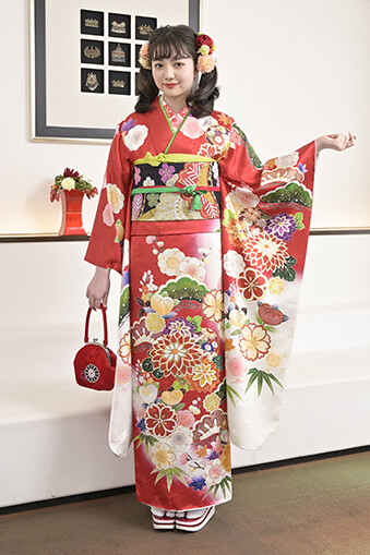 山口屋の振袖 /朱色/古典/花柄/ なでしこ振袖 | My振袖