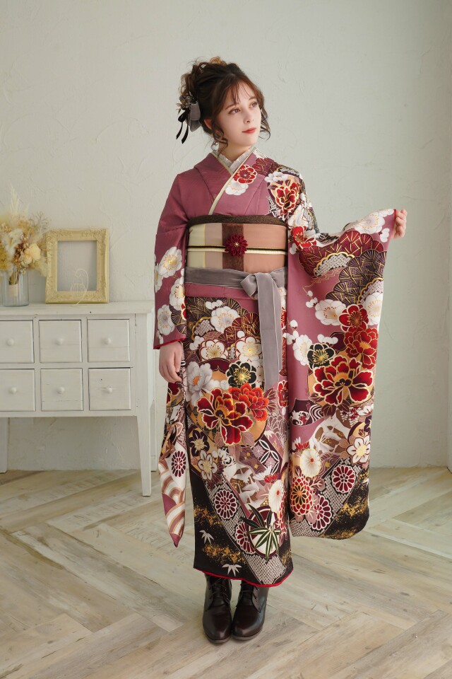 ふりそでアミ 長町館の振袖 /ピンク色/レトロ/その他/ ラフィネRF