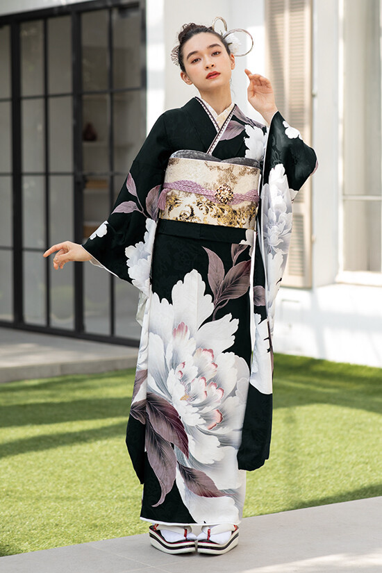 ふじや呉服店の振袖 /黒色/グラマラス/牡丹柄/ 振袖コレクション | My振袖