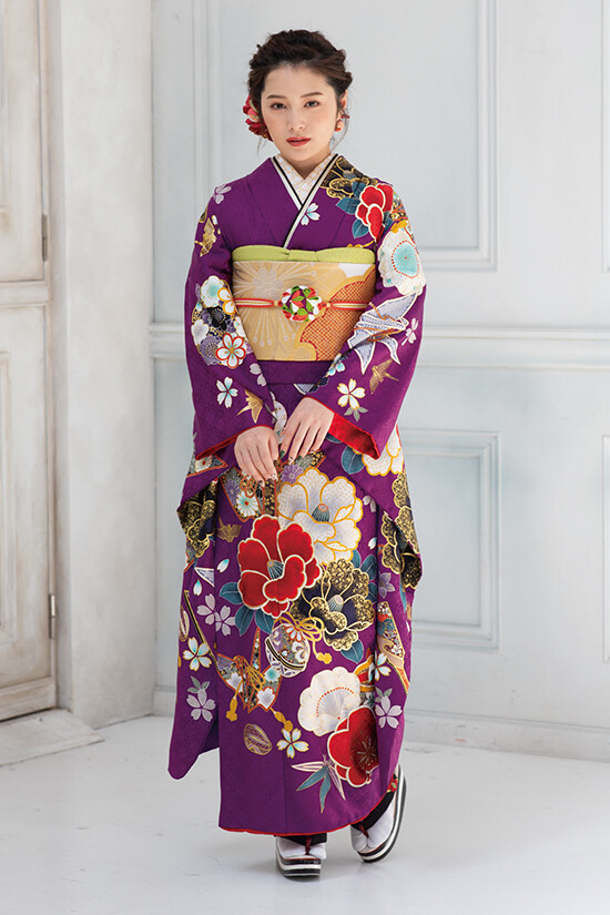 ふじや呉服店の振袖 /紫色/古典/椿柄/ 振袖コレクション | My振袖