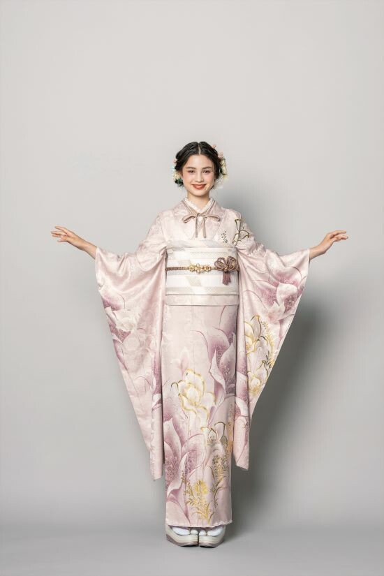 ⭐︎K0812 美品 正絹 振袖 レンタル店放出品 ガード加工 花柄 ピンク 9号 かど屋 安城店の振袖 /ピンク色/キュート/花柄/ F-515 | My振袖