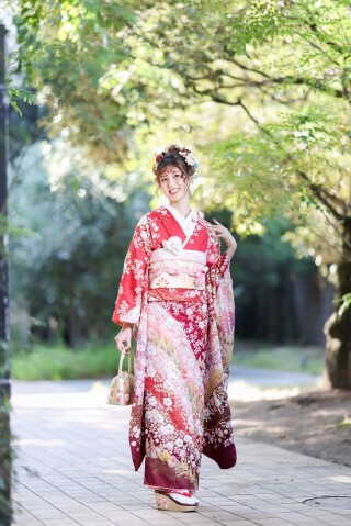 アンティーク振袖｜和の香 wanocaの振袖 /ピンク色/水色/古典/牡丹柄