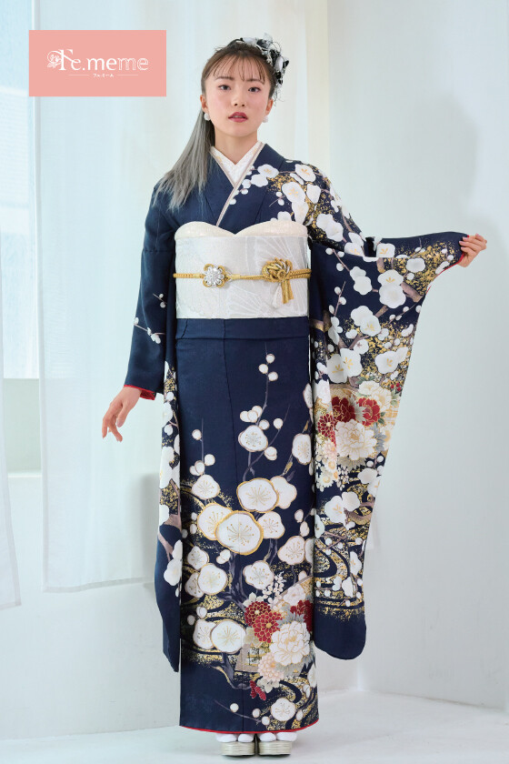 夏祭SALE!! 優雅な藤とダリア　振袖セット6点 金彩　 h128 振袖6点セット 優雅な藤とダリア 金彩 h128