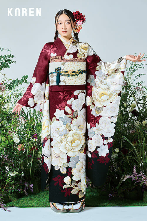 miu　振袖のみ いつ和 可児店の振袖 /赤色/白色/キュート/牡丹柄/ 【KAREN】IG-512