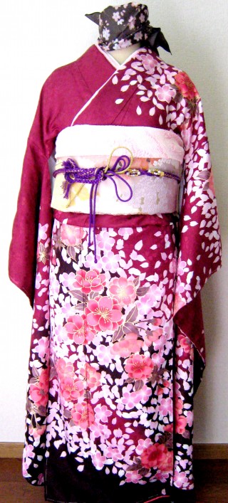 えんじ「花」_振袖_13578