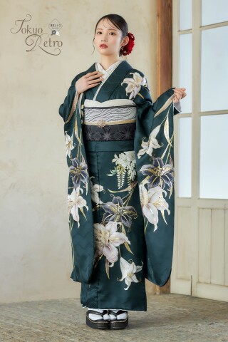 作家物 振袖 裄66.5 花柄の素敵な染め 着物 正絹 T-4591 花の成人式振袖一覧 | My振袖