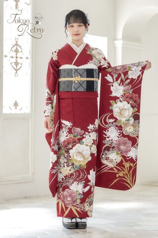 振袖KAPUKIの振袖 /その他色/赤色/クール/無地柄/ デニム