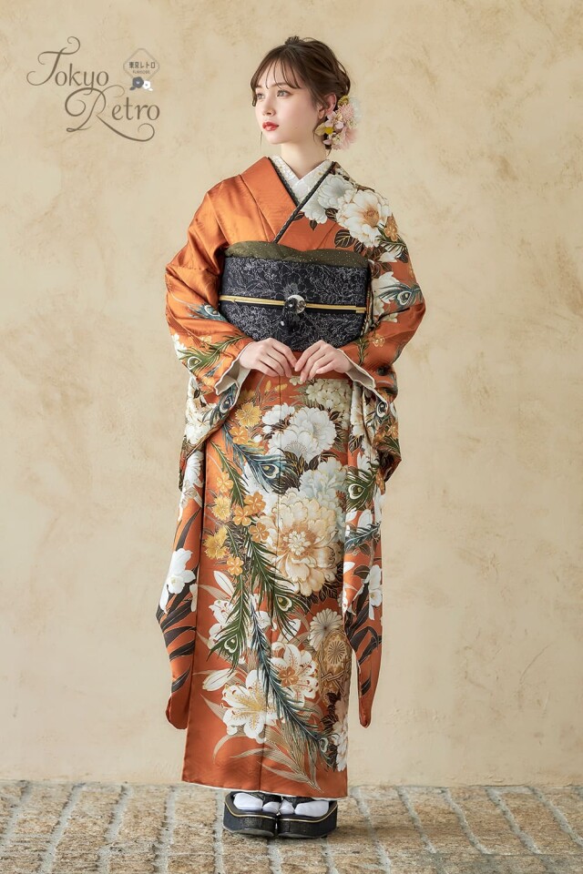 振袖ふるーれ 浅草ROX本店の振袖 /オレンジ色/その他色/レトロ/花柄