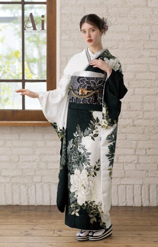 美品　大柄　染め分け　花　鈴乃屋　地紋　銀通し　金彩　※振袖のみ 振袖専門館 花舎 尾張旭店の振袖 /黄色/白色/古典/花柄/ 2026-Ai-5