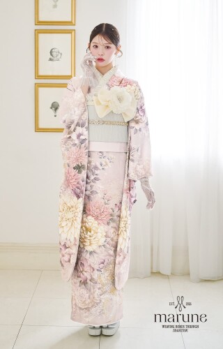 セゾンふりそで館の振袖 /緑色/ピンク色/古典/桜柄/ 03716 うぐいす