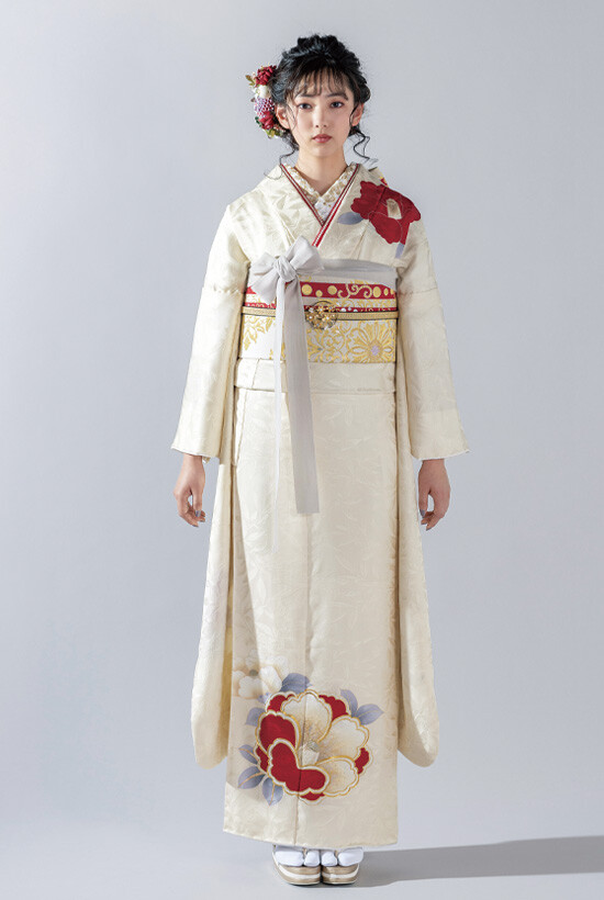 株式会社はなぶさの振袖 /白色/レトロ/椿柄/ 東京レトロ | My振袖