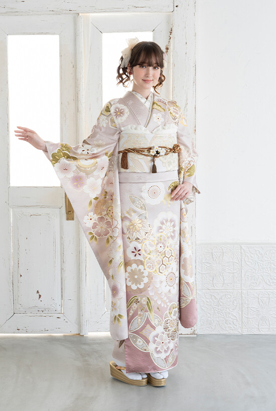 株式会社はなぶさの振袖 /ピンク色/白色/古典/松竹梅柄/ C-3 | My振袖