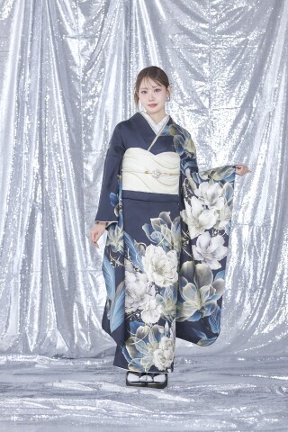 FR-1472紺地花柄_振袖_25876 | アンヘル・スウィート 唐津店