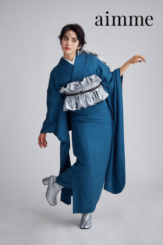 振袖のみ　青 青系の振袖 - 成人式の振袖レンタルならオンディーヌ