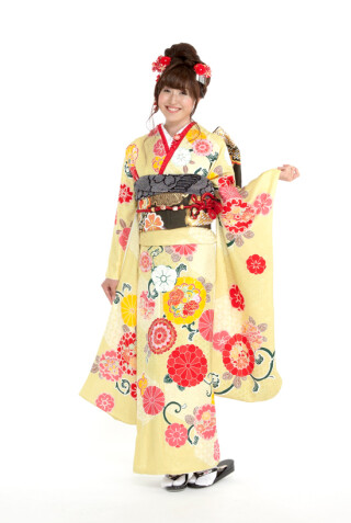 A-10ヒワ色・花まどか　花ごろも_振袖_74458 | Kスタジオ　静岡南店
