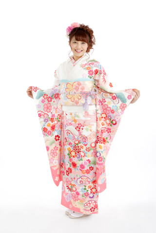 W-32白パステルピンク　花と毬_振袖_74525