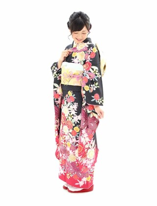 黒　古典柄でレトロに_振袖_12840